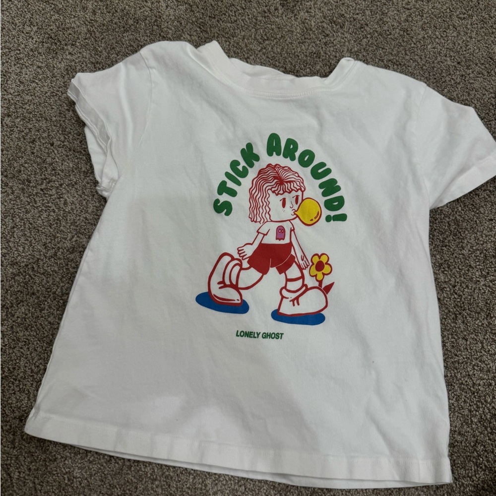 Lonely Ghost White Cartoon Graphic Tee